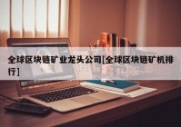 全球区块链矿业龙头公司[全球区块链矿机排行]